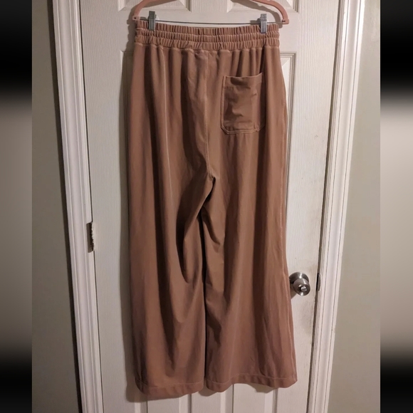 TWIN That's What I Need Dusty Pink Velour Wide Leg Pants Joggers L Sporty - Picture 5 of 6